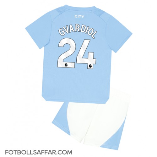 Manchester City Josko Gvardiol #24 Hemmadräkt Barn 2023-24 Kortärmad (+ Korta byxor)